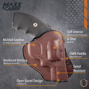 6-Shot Revolver Paddle Leather Holster