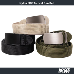 Maxx Carry Black EDC Tactical Gun Belt Reinforced Liner Ratchet Track Technology Design Adjustable up to 50"