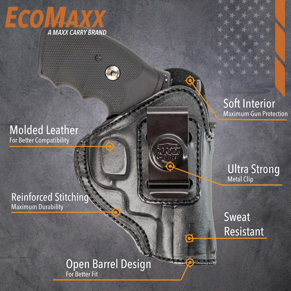 6-Shot Revolver IWB Leather Holster