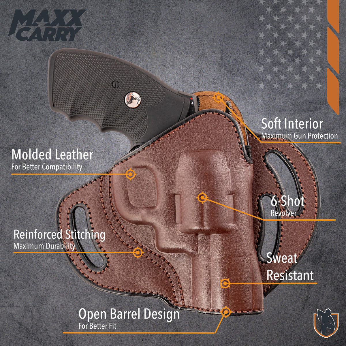 6-Shot Revolver Open Top Pancake Holster
