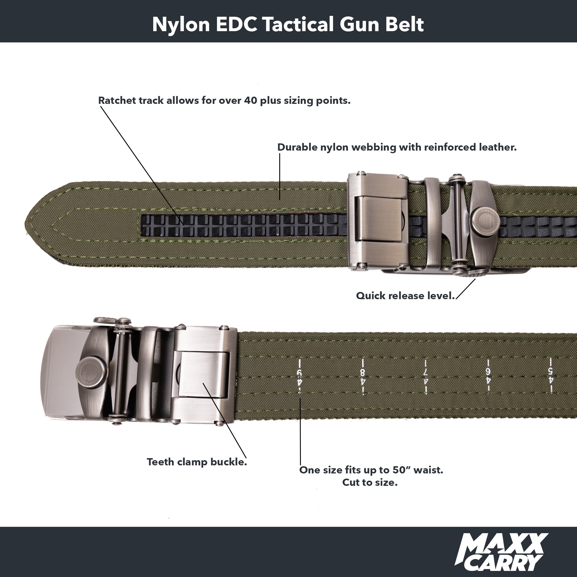 Maxx OD Green Tactical Gun Belt - Maxx Carry
