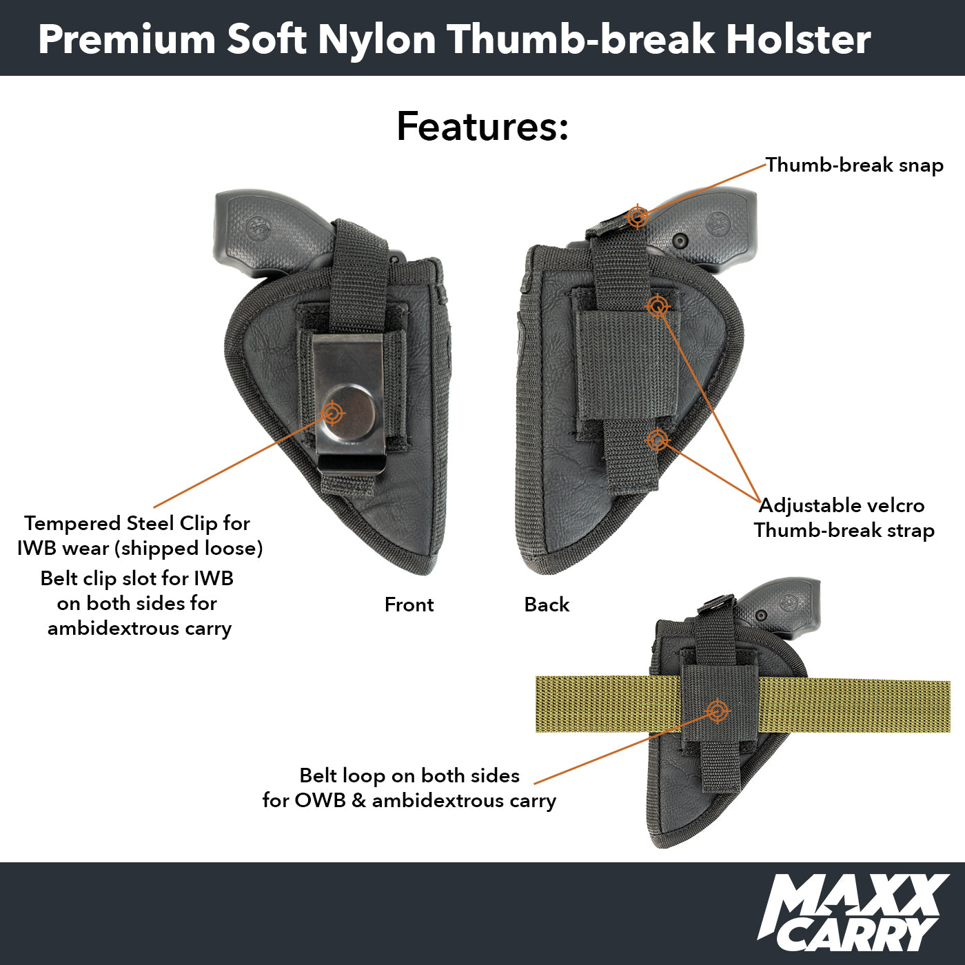Maxx Carry NYLIP - Soft Premium Nylon Inside The Waistband Nylon Holster